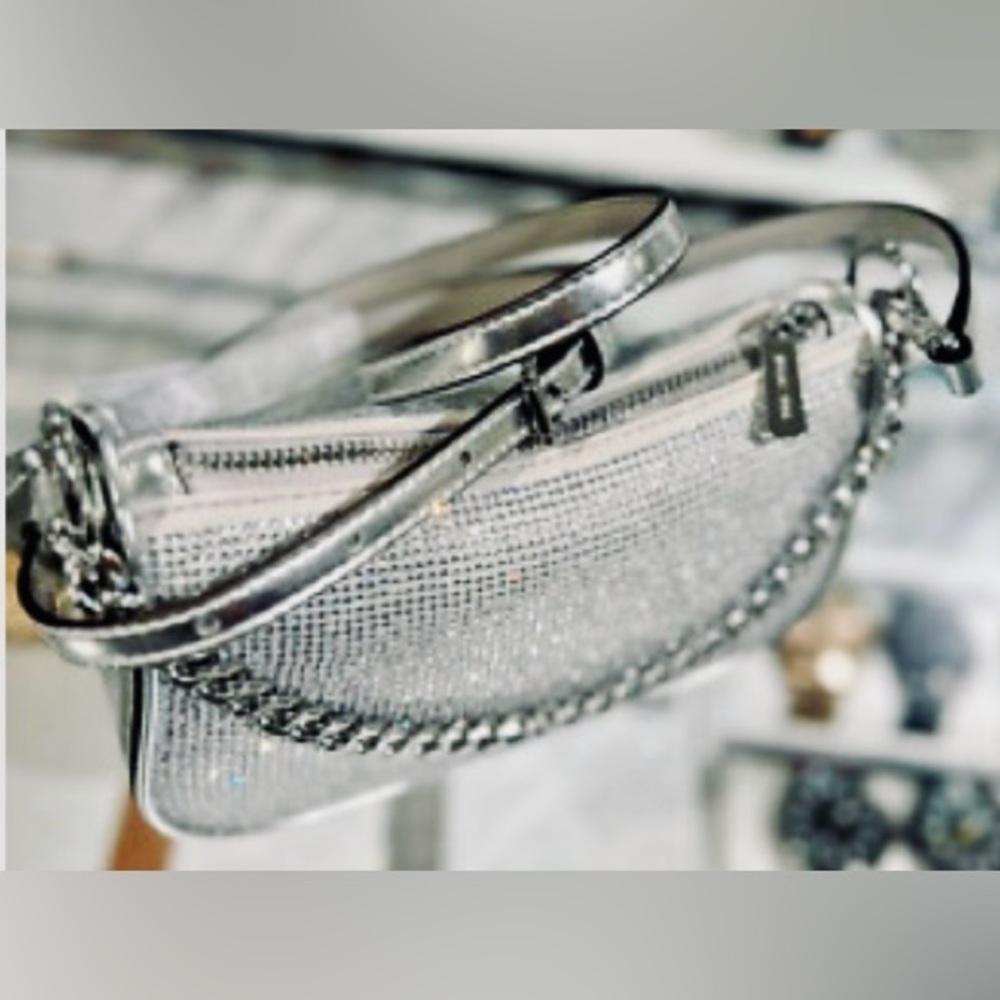 Michael Kors Carmela Small Silver
Sparkling Rhinestone Pouchette and Crossbody - Picture 5 of 10